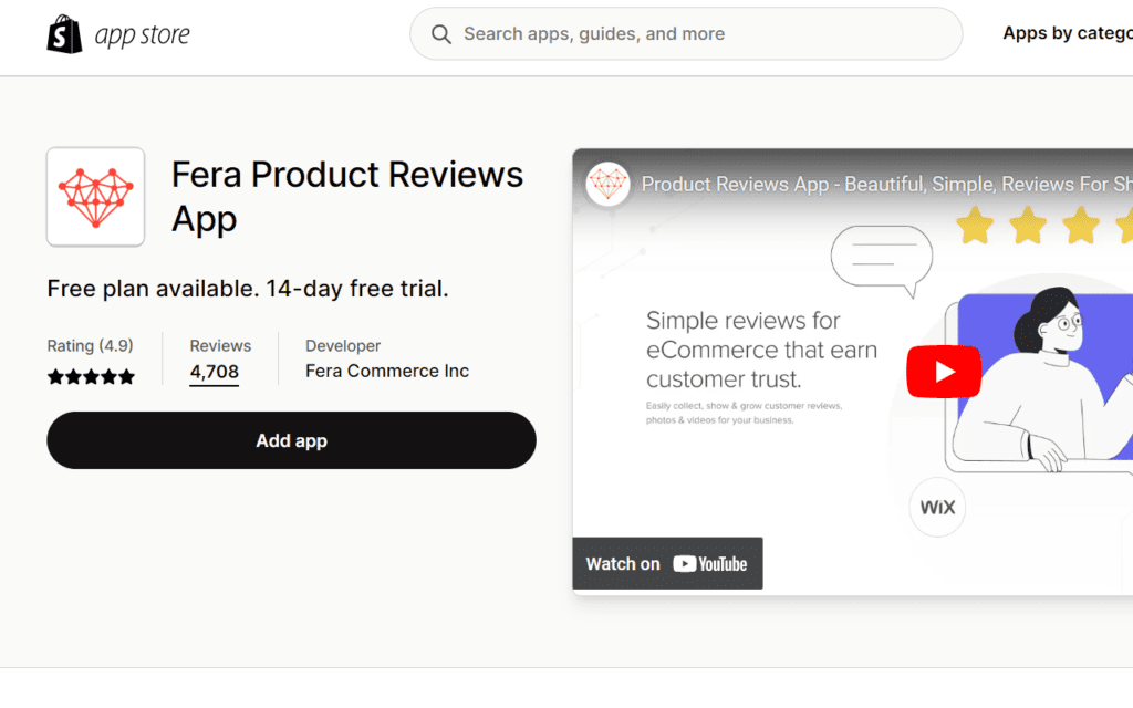 Fera Best product review app for Shopify