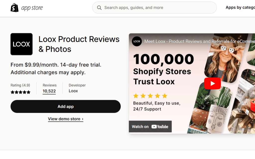 Loox Best Product Review app for Shopify
