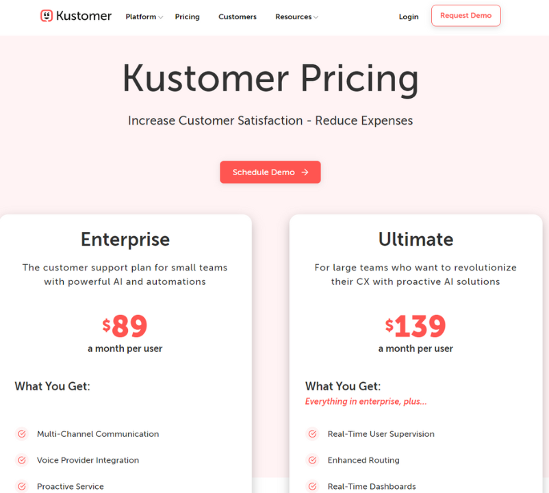 kustomer pricing